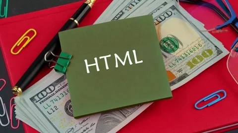 Animation of the HTML abbreviation on a green sticker Stock Footage 306823763