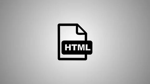 Animation of html file icon motion graphic on light gray background represe.. Stock Footage 346491209
