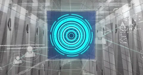 Animation of hud, graph, 6g icon with data processing on digital interface 스톡 동영상 325965513