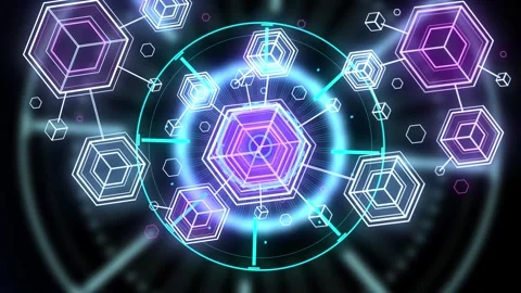 Animation of hud interface graphic with Abstract  technology theme backgroun Stock Footage 246683159