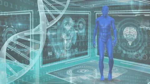Animation of hud interface with human bo... | Stock Video | Pond5