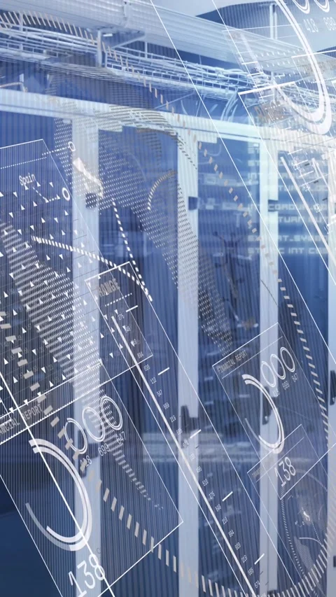 Animation of hud interface screens with currency signs and numbers over data Stock Footage 344557584