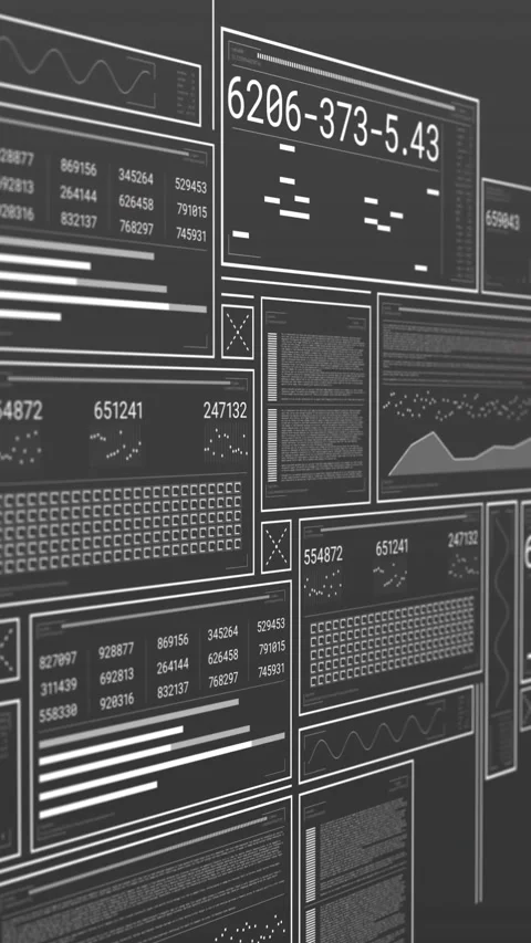 Animation of hud interface screens moving with element panel sets Stock Footage 344766068