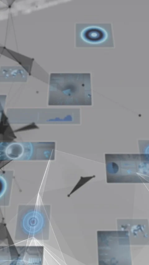 Animation of hud interfaces, dots forming geometric shapes over programming 動画素材 321991263