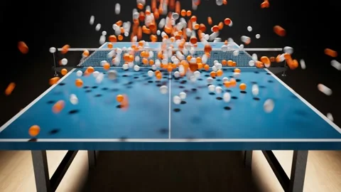 3D animation Ping pong game on blue back, Stock Video