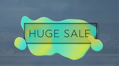 Animation of huge sale text in rectangle over abstract pattern against connected Stock Footage 329771637