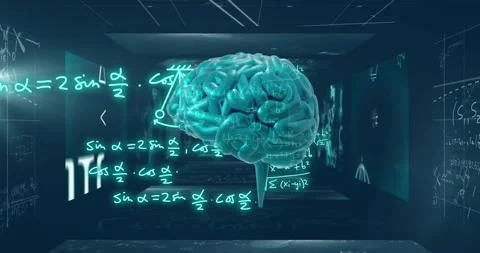 Animation of human brain, ai mathematical data processing Stock Footage 328715451