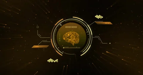 Animation of human brain and data processing over globe on black background Stock Footage 259145272