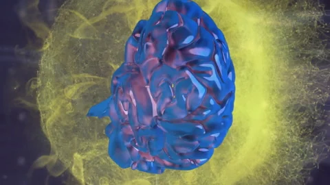 Animation of human brain and data processing over globe Stock Footage 314123931