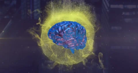 Animation of human brain and data processing over globe Stock Footage 327899327