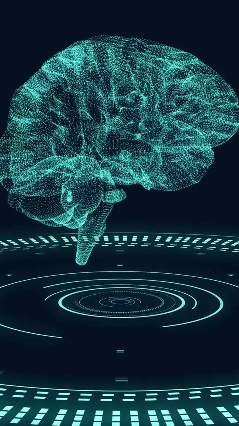 Animation of human brain and digital data processing over black background Stock Footage 343714272