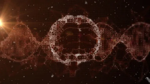Animation of human brain and dna strand spinning over dark background Stock Footage 310822117