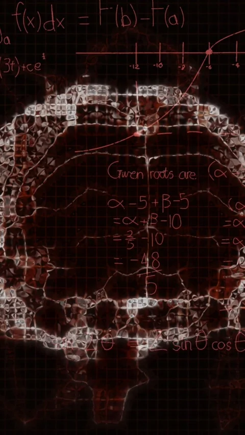 Animation of human brain and dna helix over mathematics formulas and geometry Stock Footage 341921071