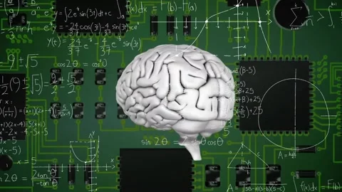 Animation of human brain and mathematical data processing Stock Footage 328303844