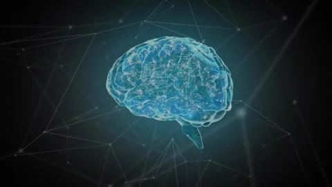 Animation of human brain, connections and data processing over dark background Stock Footage 245332367