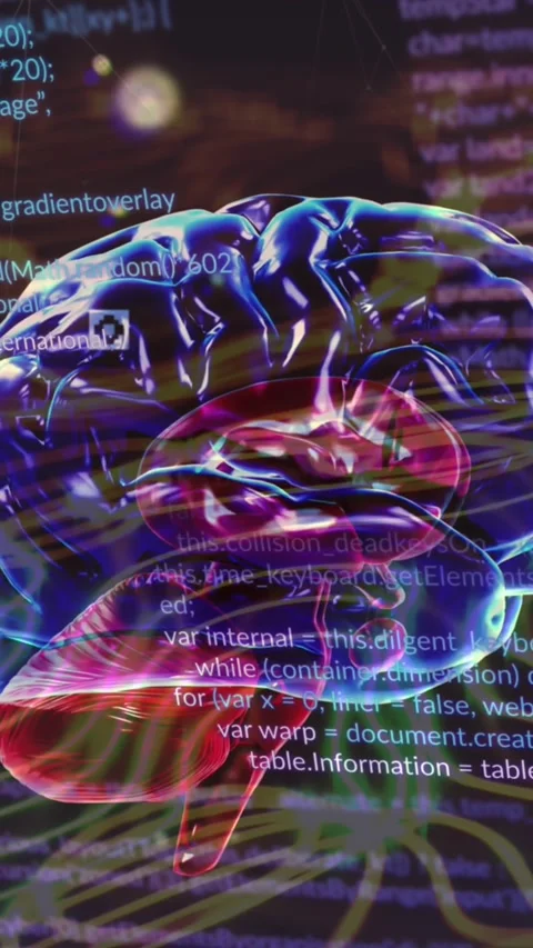Animation of human brain, data processing and network of connections Stock Footage 343641083