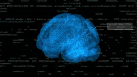 Animation human brain with digital display interface Stock Footage 105860671