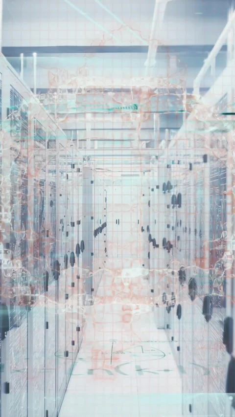 Animation of human brain spinning and microprocessor connections over computer Stock Footage 343902073