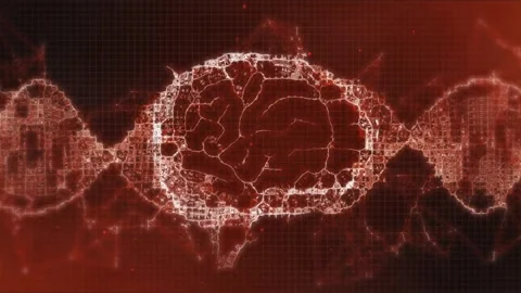 Animation of human brain on world map on scope on independence background Stock Footage 209619453