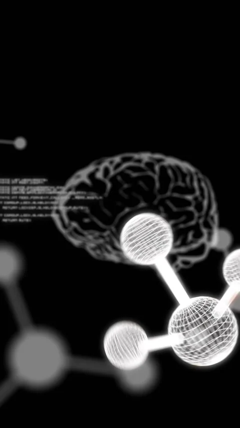 Animation of human brains and data processing over black background Stock Footage 342704715