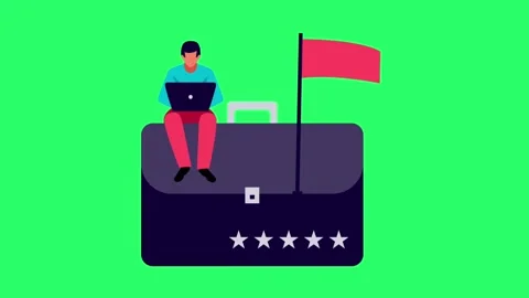 Animation human with briefcase Infographic icon on green background. Stock Footage 255349142