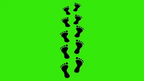 Animation of human footprints on a green background Stock Footage 310220207