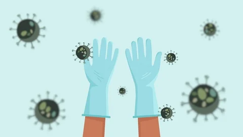 Animation of human hands in protective gloves Stock Footage 129300875
