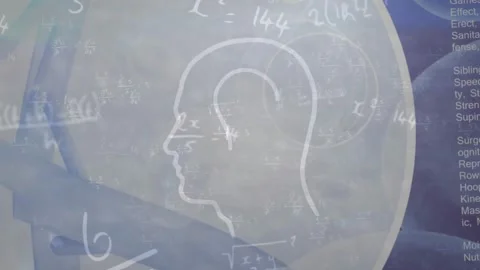 Animation of human head and data processing over dark background Stock Footage 328712670