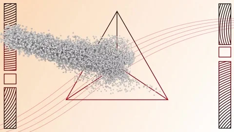 Animation of human head formed with exploding particles and geometry figures on Stock Footage 162131918