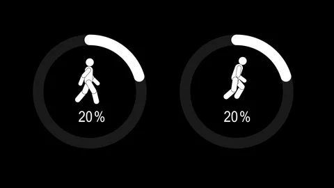 Animation of human walk and run with percent of data transfer Stock Footage 129720684