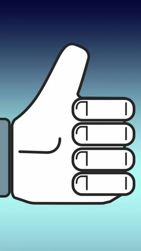 Animation of like icon against copy space on blue gradient background Stock Footage 344595559