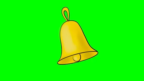 Animation icon of a bell ringing, drawn on a green chromakey background for Stock Footage 295225896