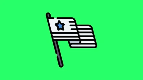 Animation icon flag on green screen. Stock Footage 238715880