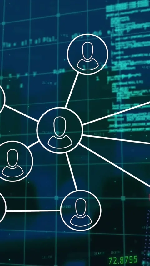Animation of icon flowchart, multiple graphs and computer language over abstract Stock Footage 321039543