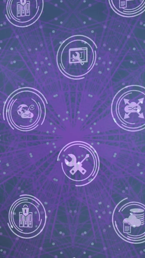 Animation of icon in loading circles over lens flares and dots moving in Stock Footage 344774952
