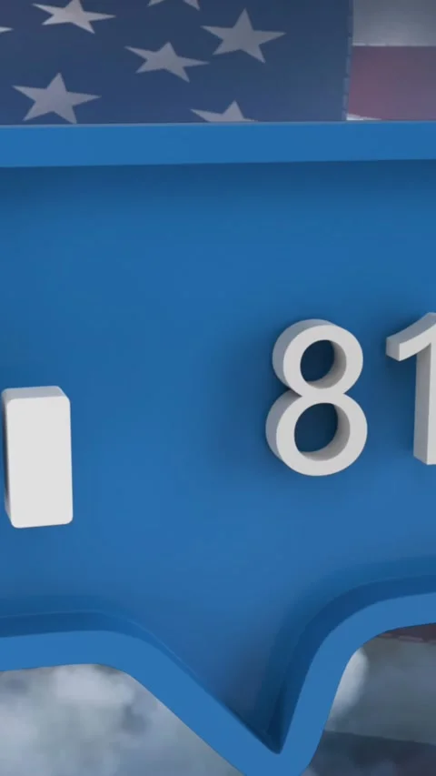 Animation of like icon with numbers on speech bubble with flag of usa Stock Footage 341991438
