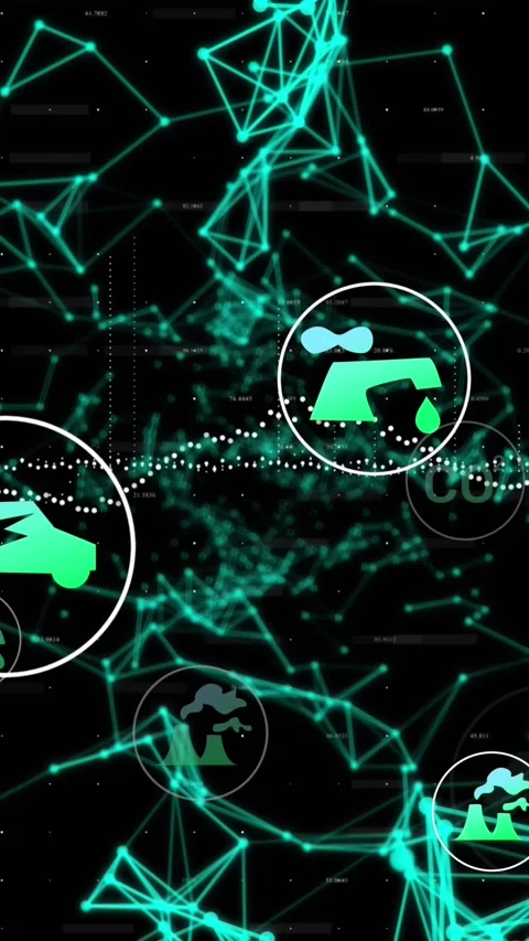 Animation of icons and connections over black background Stock Footage 341921153