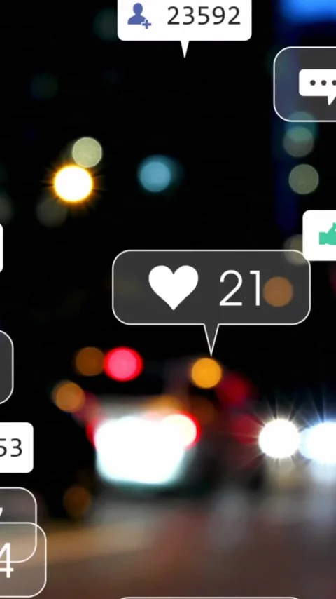 Animation of icons and data processing over out of focus city Stock Footage 343720945