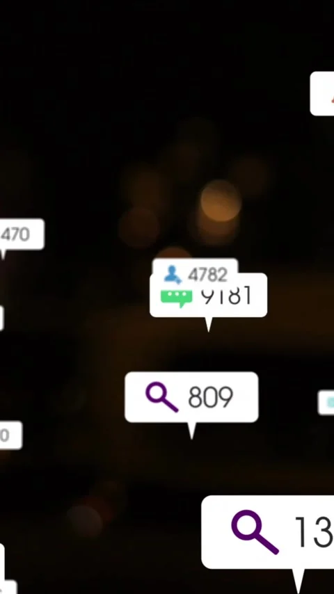 Animation of icons and data processing over out of focus city Stock Footage 343720949