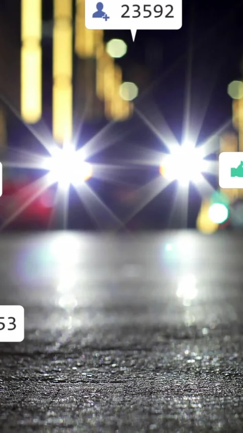 Animation of icons and data processing over out of focus city Stock Footage 343720965