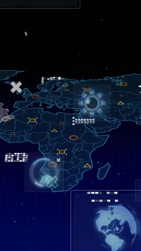 Animation of icons and data processing over world map Stock Footage 343954754