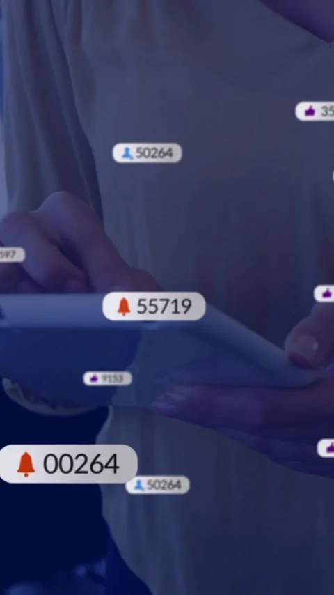 Animation of icons and data processing over caucasian businesswoman using tablet Stock Footage 344244237