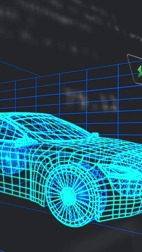 Animation of icons and data processing over 3d car model Stock Footage 344614019