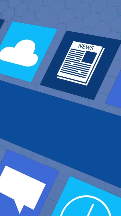 Animation of icons and digital data processing over blue background Stockbeeldmateriaal 344370276