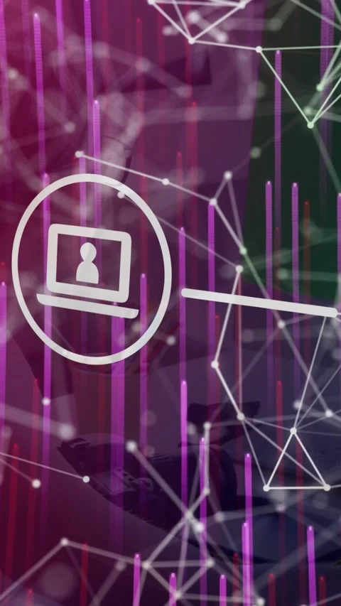Animation of icons and network of connections women using computer Stock Footage 342650445