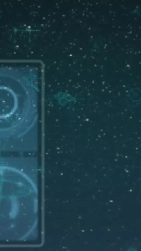 Animation of icons around globe, circles, computer language, nucleotides in Stock Footage 344783617