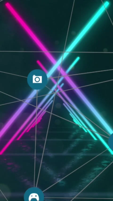 Animation of icons in circles connected with lines over illuminated looping Stock Footage 321990977