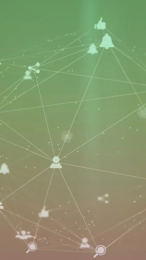 Animation of icons connected with lines forming globe over gradient background Stock Footage 344774998