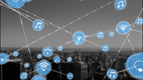 Animation of icons connected with lines ... | Stock Video | Pond5