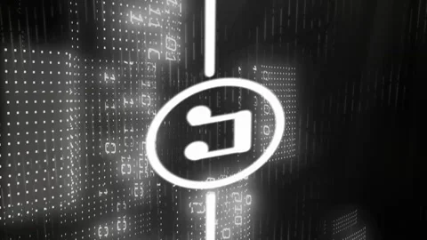 Animation of icons connected with lines over binary codes and illuminated dots Stock Footage 312354868